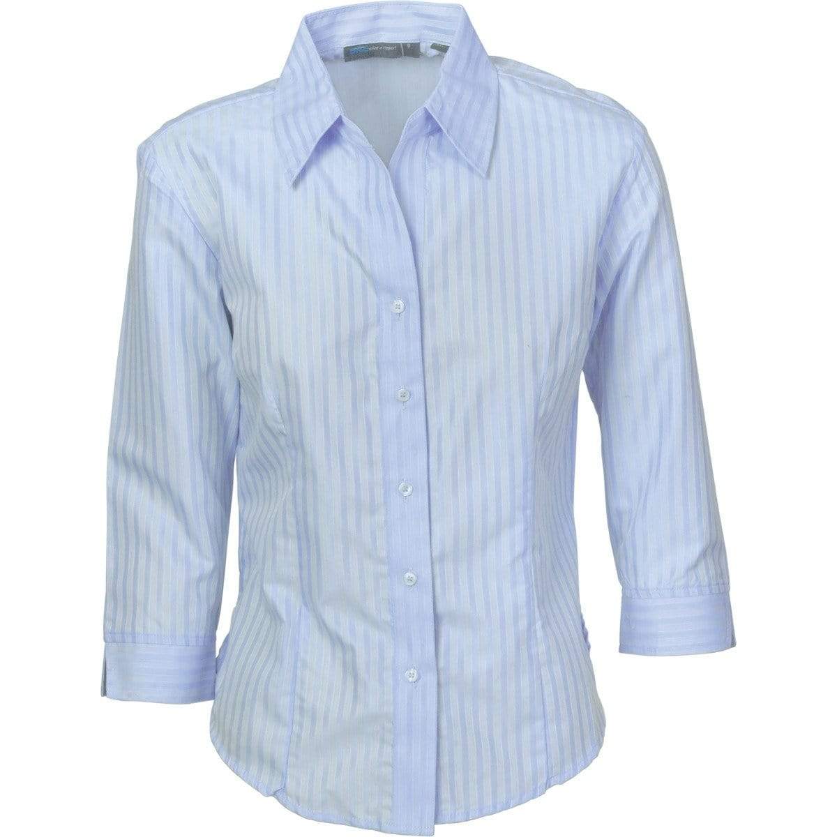 Dnc Workwear Ladies Tonal Stripe 3/4 Sleeve Shirt - 4236 Corporate Wear DNC Workwear Light Blue 6 